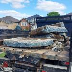 Broken concrete on a dump truck.