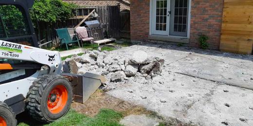 Breaking up a concrete patio.